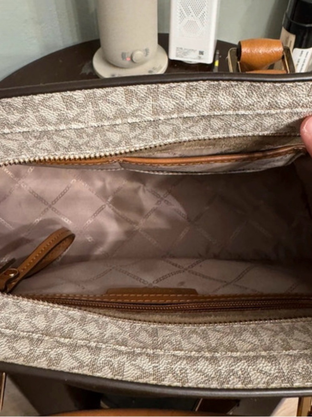 Michael Kors Brown and Orange Large Signature Stripe Tote - Picture 3 of 4